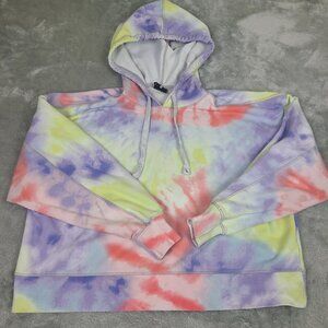 Nike Dri-FIT Get Fit Hoodie Womens‎ Size Medium Purple Pulse Tie-Dye Cropped